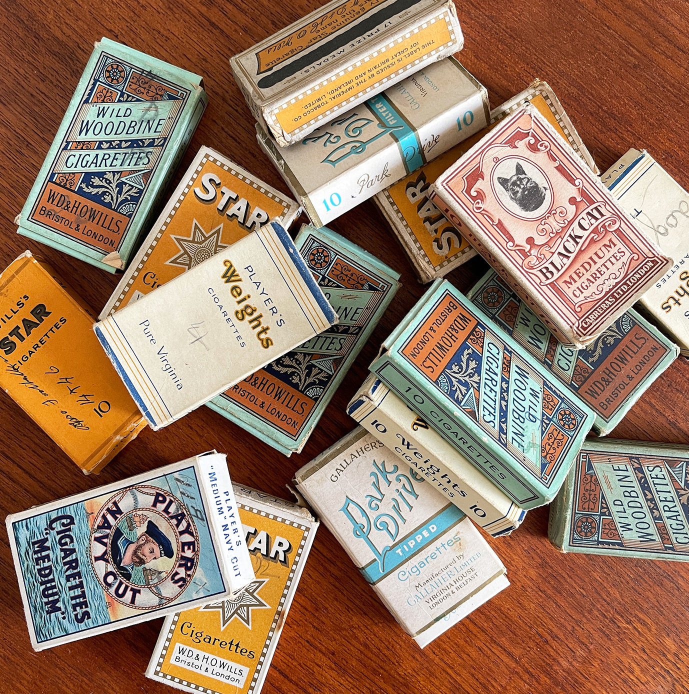 50 vintage cigarette packs are decorated with fantastic typography and imagery - SHOP NOW -  www.intovintage.co.uk