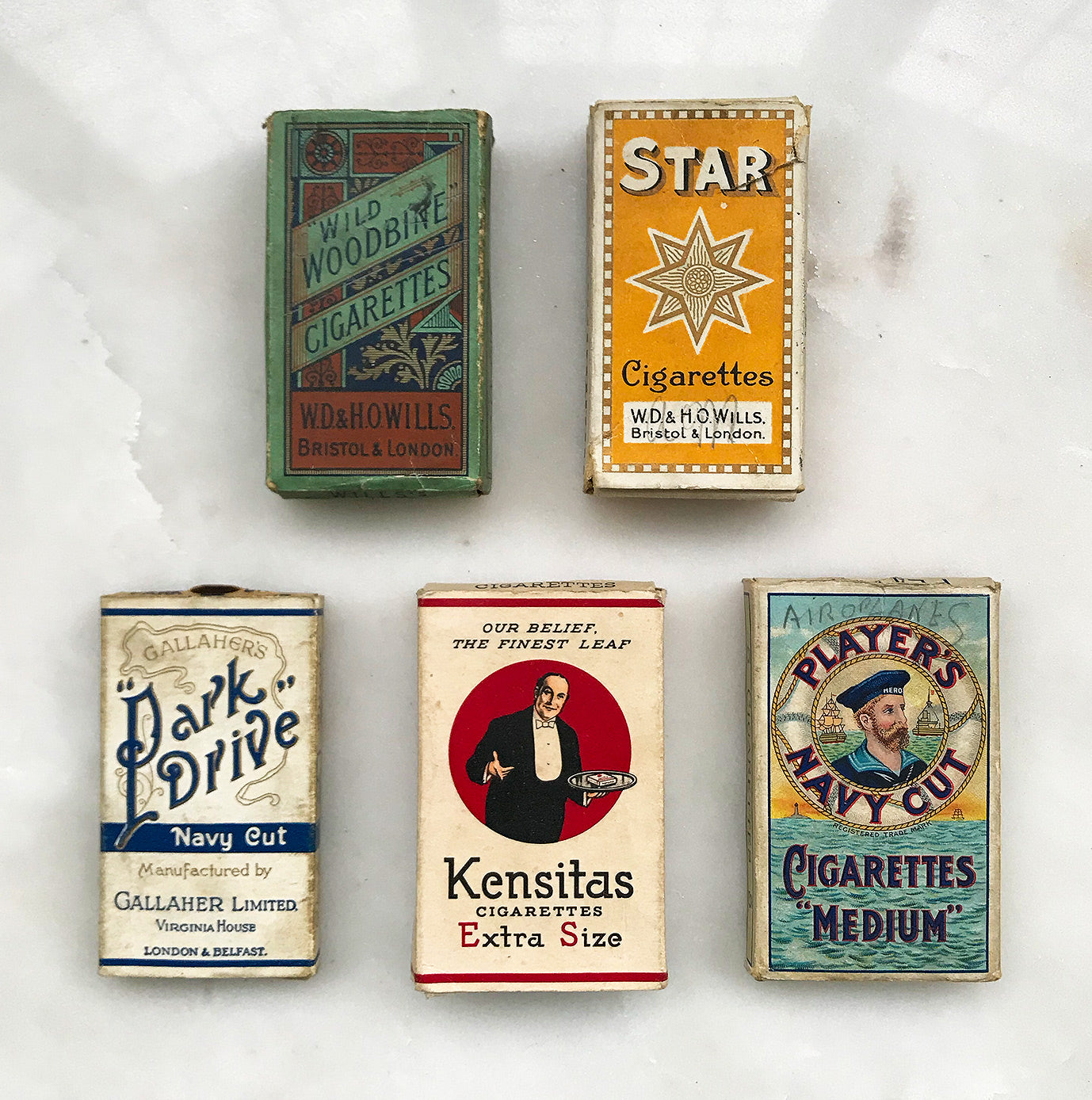A snap shot of the early 20th century, these vintage cigarette packs are decorated with fantastic typography and imagery - SHOP NOW -  www.intovintage.co.uk