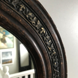 Unusually clover shaped Victorian Mirror. Finished in a painted wood effect with gold leak pattern on gesso - SHOP NOW - www.intovintage.co.uk