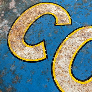 A 1930s Ogden's Cob Nut Sliced Tobacco Tin Sign. In a fantastic bright blue with yellow and black highlights around white type.warm yellow with dark blue type. - SHOP NOW - www.intovintage.co.uk
