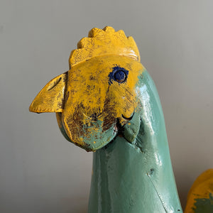 A fantastic bright and jolly Folk Art Carved Chicken. Standing proud at a decent 42cm in height - SHOP NOW - www.intovintage.co.uk