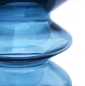 Scandinavian petrol blue & clear cased glass vase. Made by Riihimaki (also known as Riihimaen Lasi Oy) of Finland in the 1970's, and designed by Tamara Aladin, design number 1472 - SHOP NOW - www.intovintage.co.uk