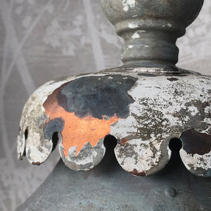 Beautifully distressed large Victorian Antique Copper Lantern. Years of weather have turned this lamp in to a thing of beauty. It stands XX tall with a decorative lead border that has remnants of the gold paint that adorned it. In good structural order having been dismantled, cleaned and re-assembled - SHOP NOW - www.intovintage.co.uk