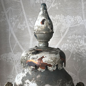 Beautifully distressed large Victorian Antique Copper Lantern. Years of weather have turned this lamp in to a thing of beauty. It stands XX tall with a decorative lead border that has remnants of the gold paint that adorned it. In good structural order having been dismantled, cleaned and re-assembled - SHOP NOW - www.intovintage.co.uk