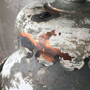 Beautifully distressed large Victorian Antique Copper Lantern. Years of weather have turned this lamp in to a thing of beauty. It stands XX tall with a decorative lead border that has remnants of the gold paint that adorned it. In good structural order having been dismantled, cleaned and re-assembled - SHOP NOW - www.intovintage.co.uk