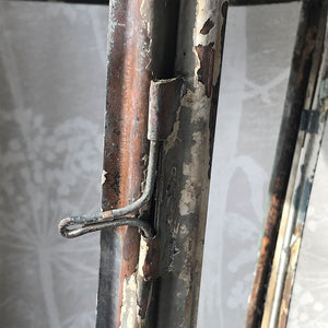 Beautifully distressed large Victorian Antique Copper Lantern. Years of weather have turned this lamp in to a thing of beauty. It stands XX tall with a decorative lead border that has remnants of the gold paint that adorned it. In good structural order having been dismantled, cleaned and re-assembled - SHOP NOW - www.intovintage.co.uk