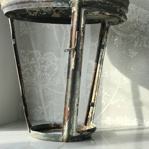 Beautifully distressed large Victorian Antique Copper Lantern. Years of weather have turned this lamp in to a thing of beauty. It stands XX tall with a decorative lead border that has remnants of the gold paint that adorned it. In good structural order having been dismantled, cleaned and re-assembled - SHOP NOW - www.intovintage.co.uk