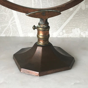 A very pretty Vintage Copper Shop Counter Mirror from an old Leigh on Sea haberdashery shop C.1930. The original mirror plate, that swivels in the frame, is bevelled and has a slight foxing on it. Great patina on the copper. Would look great in the bathroom or on the dressing table - SHOP NOW - www.intovintage.co.uk