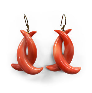 Marbled Coral Tone Vintage Earrings. Find these and other Vintage jewellery for sale at Intovintage.co.uk.
