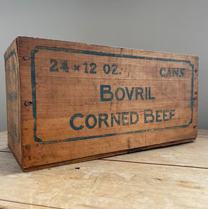 An early Bovril Corned Beef Box that would have held 24 12oz cans of prime Bovril Corned Beef all the way from Argentina. These old advertising boxes make great display storage for the kitchen - SHOP NOW - www.intovintage.co.uk