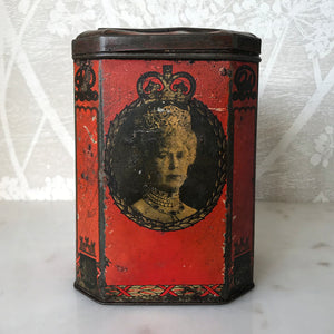 Coronation Tin for King Edward & Queen Mary from 1935 with a wonderful ratty patina - SHOP NOW - www.intovintage.co.uk