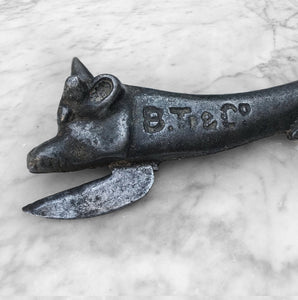Nice Early 20th Century Cow Tin Can Opener with BT & Co advertising stamped on the side - SHOP NOW - www.intovintage.co.uk