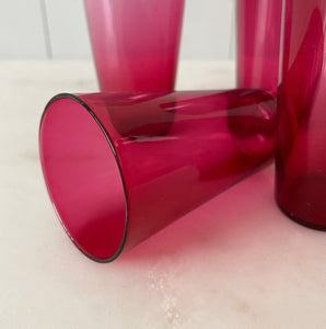 Vintage - Ruby Red -Wine /Water Goblets Glasses - Set Of 4