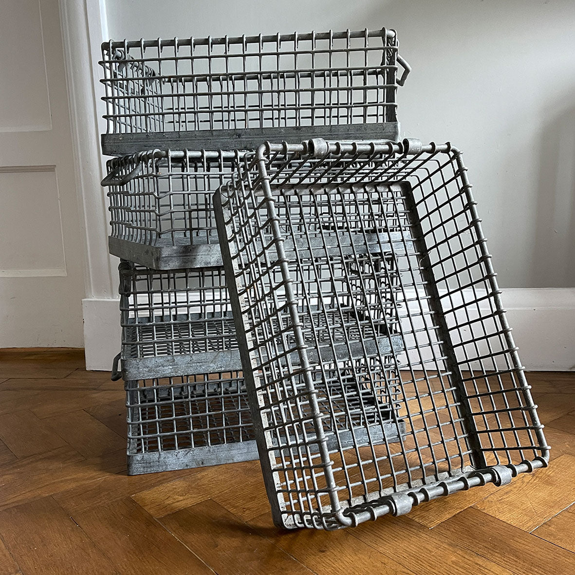 We have 5 of these super sturdy Vintage Metal Stacking Crates. Made by BOCO. Ideal for a retail display or will even look good as storage in the kitchen - SHOP NOW - www.intovintage.co.uk