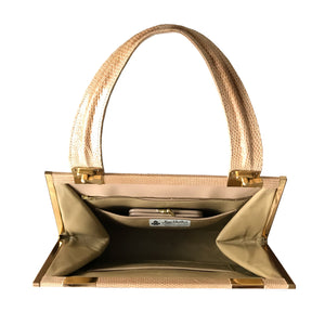 '70's Cream Lizard Skin Handbag by Jane Shilton