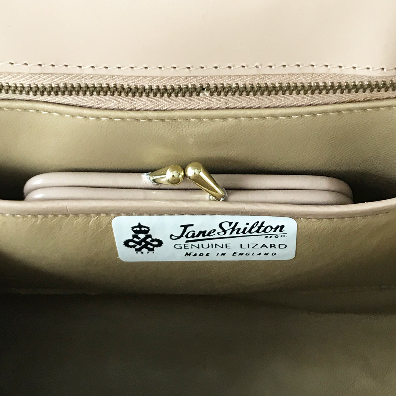 '70's Cream Lizard Skin Handbag by Jane Shilton