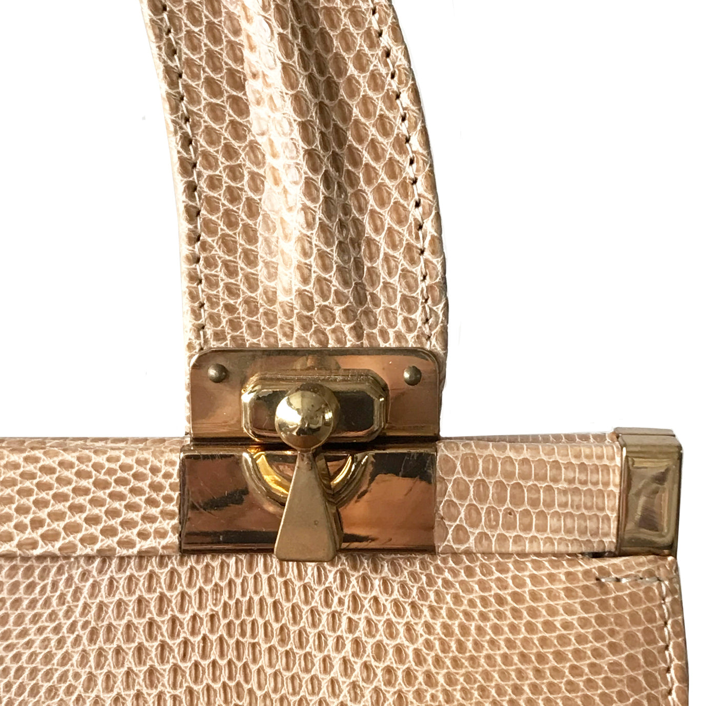 '70's Cream Lizard Skin Handbag by Jane Shilton