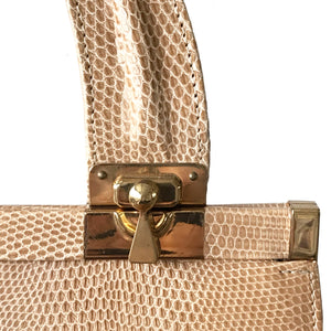 '70's Cream Lizard Skin Handbag by Jane Shilton