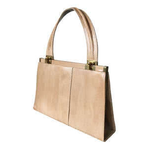 '70's Cream Lizard Skin Handbag by Jane Shilton