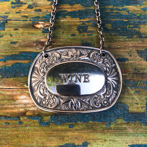Nice set of 5 silver plated Decanter Markers. Each of the Whisky, Sherry, Port, Brandy and Wine name plates have a embossed floral border and have good unblemished silver plate, they also all have their original chains. A nice little set for the drinks trolly - SHOP NOW - www.intovintage.co.uk