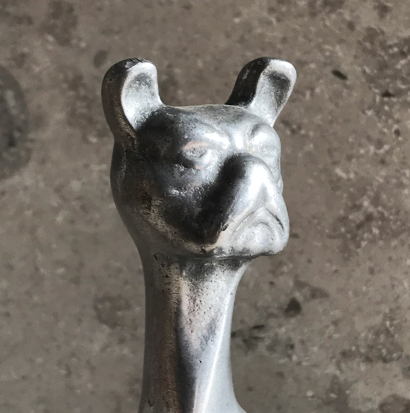 Cool vintage French Bulldog ashtray, probably from the 30's/40's. The pooch sits upright and proud on the edge of the bowl - SHOP NOW- www.intovintage.co.uk