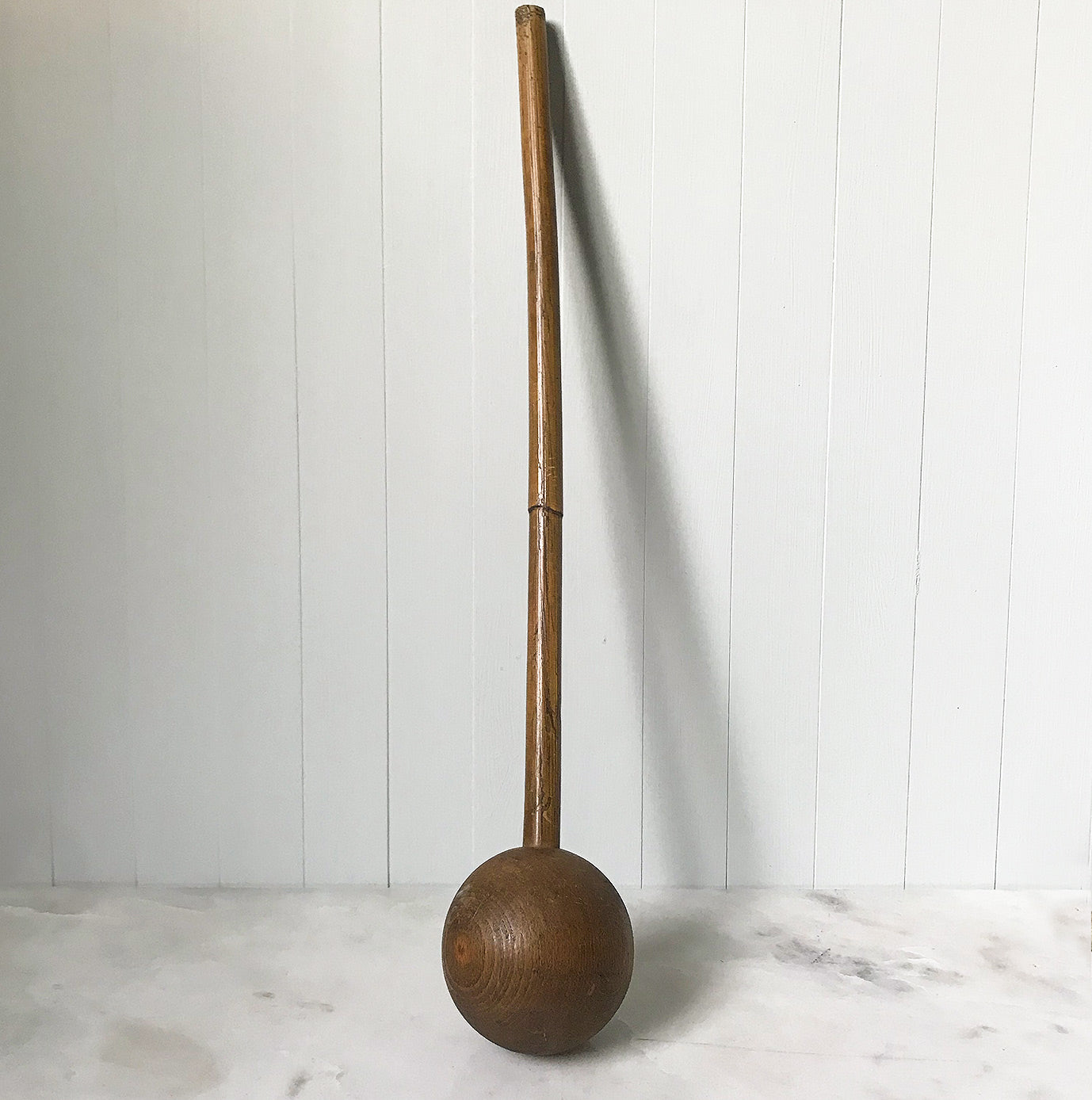 An extremely tactile antique club with a bamboo handle and spherical oak head - SHOP NOW - www.intovintage.co.uk