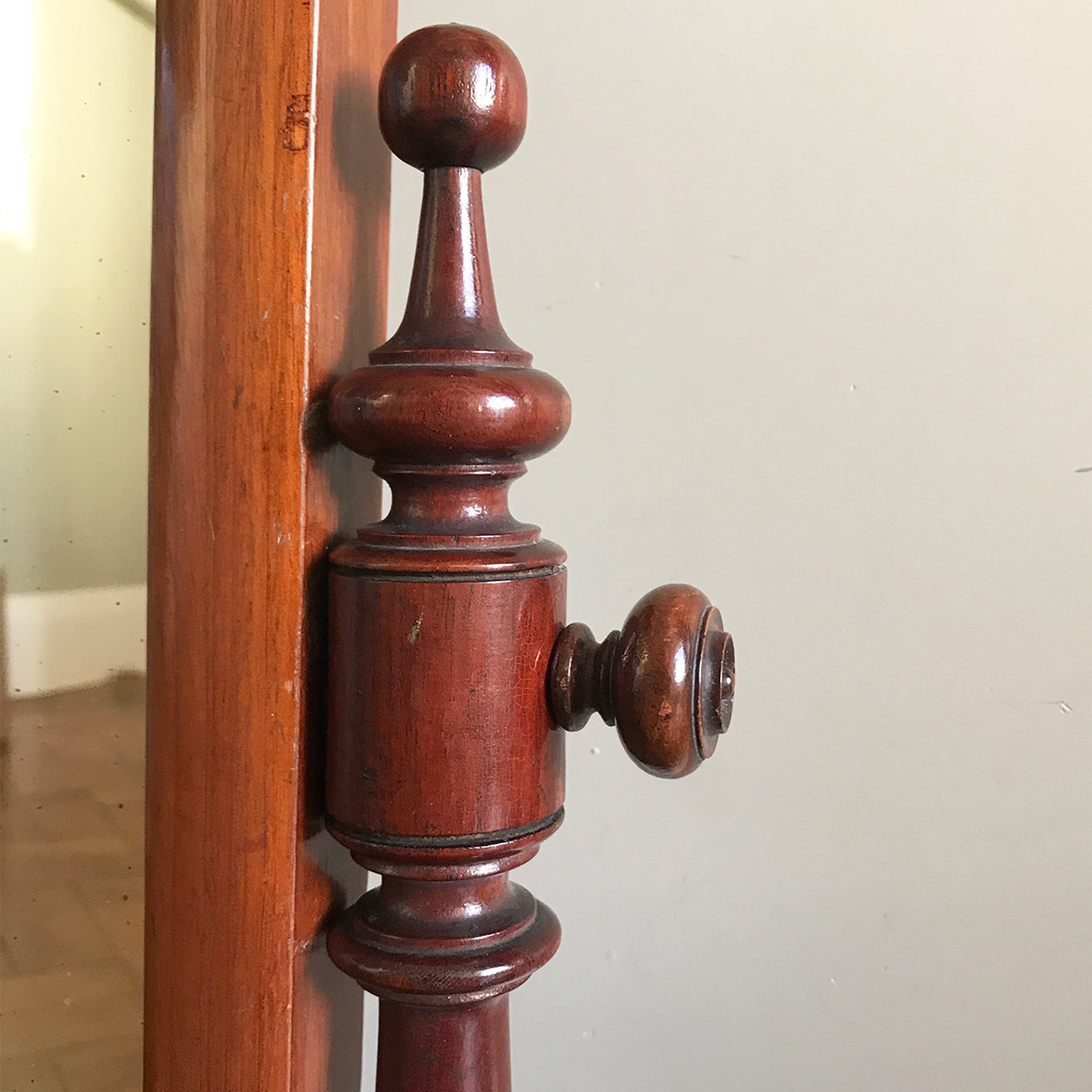 Pretty and versatile mahogany veneered Victorian dressing table mirror, with turned mirror frame supports. Lovely warm tone with an elegant scalloped front - SHOP NOW - www.intovintage.co.uk