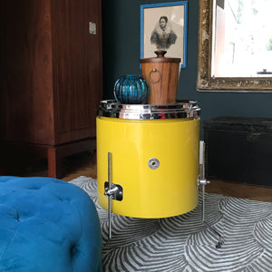 Drum roll please... Cool Funky Vintage Arbiter Drum in a fantastic, popping mustard yellow colour. Makes a fantastic cool side table adding that glam rock feel to any room! - SHOP NOW - www.intovintage.co.uk