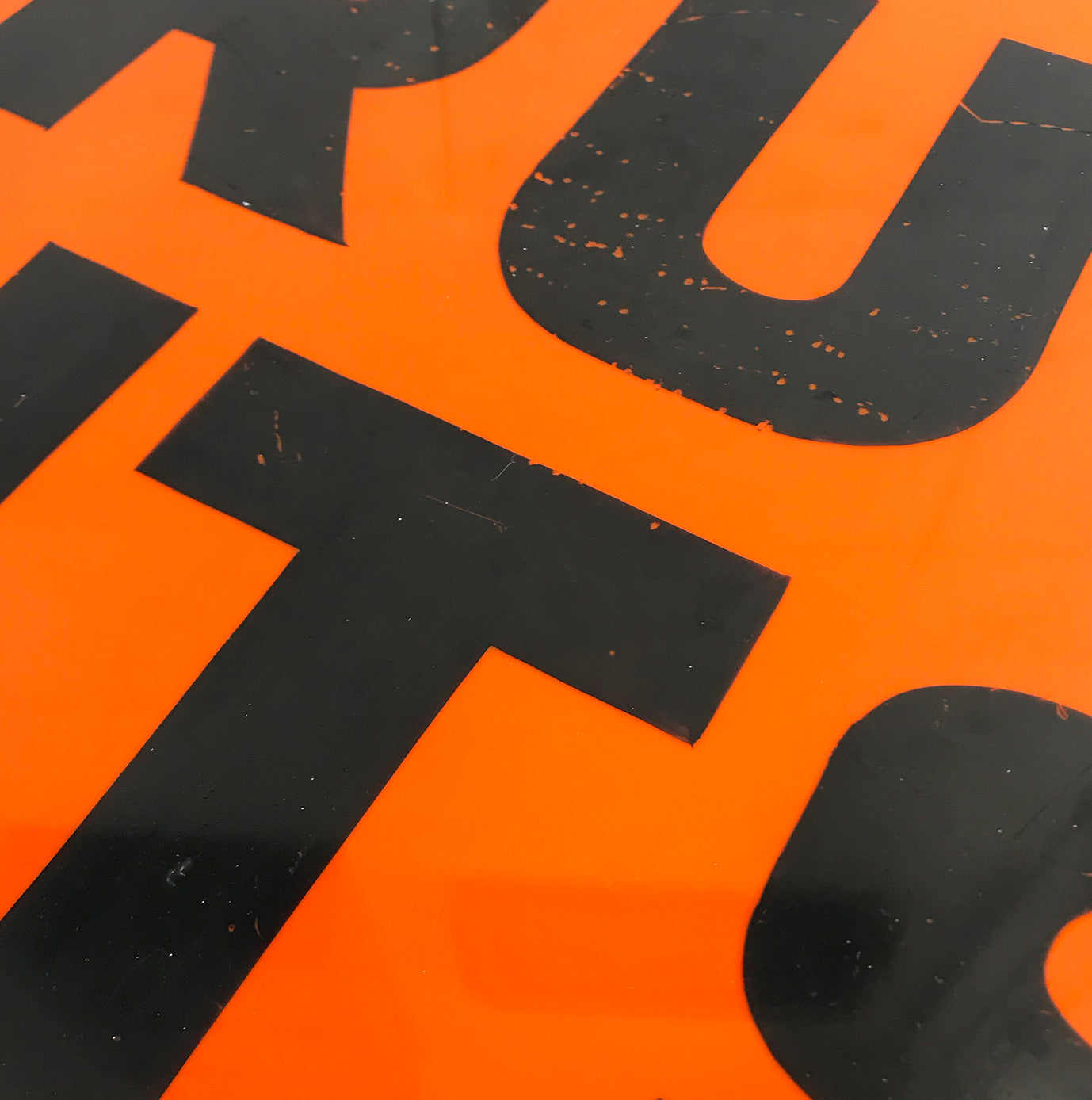 Vintage Shop Drum Kits with hand painted lettering on to a vibrant orange perspex and fitted with a chain to hang on a wall - SHOP NOW - www.intovintage.co.uk