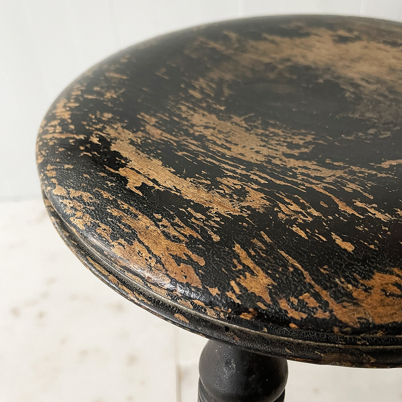 A Victorian Ebonised Milking Stool with the most perfect ware to its surface. It has three finely turned legs and a beautiful profile to the seats edge. Nice and stable too - SHOP NOW - www.intovintage.co.uk