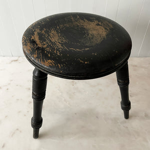 A Victorian Ebonised Milking Stool with the most perfect ware to its surface. It has three finely turned legs and a beautiful profile to the seats edge. Nice and stable too - SHOP NOW - www.intovintage.co.uk