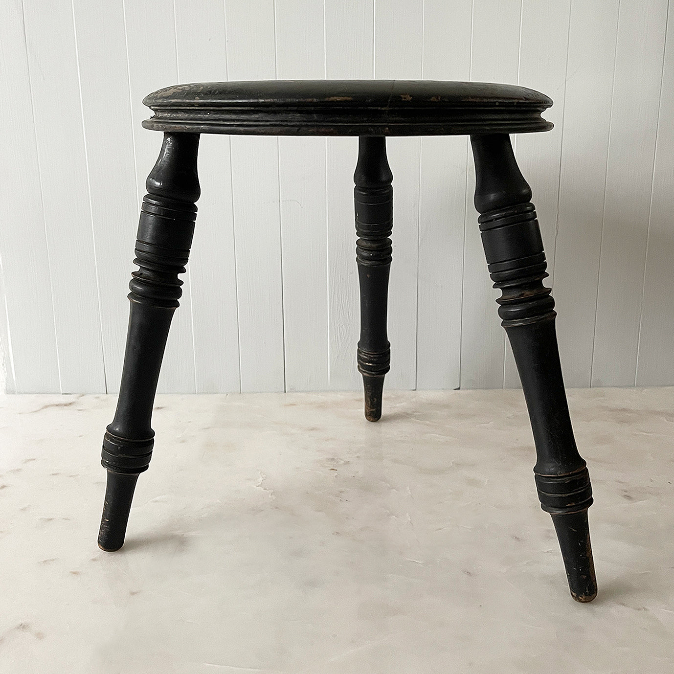 A Victorian Ebonised Milking Stool with the most perfect ware to its surface. It has three finely turned legs and a beautiful profile to the seats edge. Nice and stable too - SHOP NOW - www.intovintage.co.uk