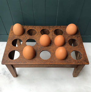 Vintage Oak & Ply Egg Stand. Practical and good looking for the kitchen with holes for 15 eggs. The base is made from oak with the top made of ply - SHOP NOW - www.intovintage.co.uk