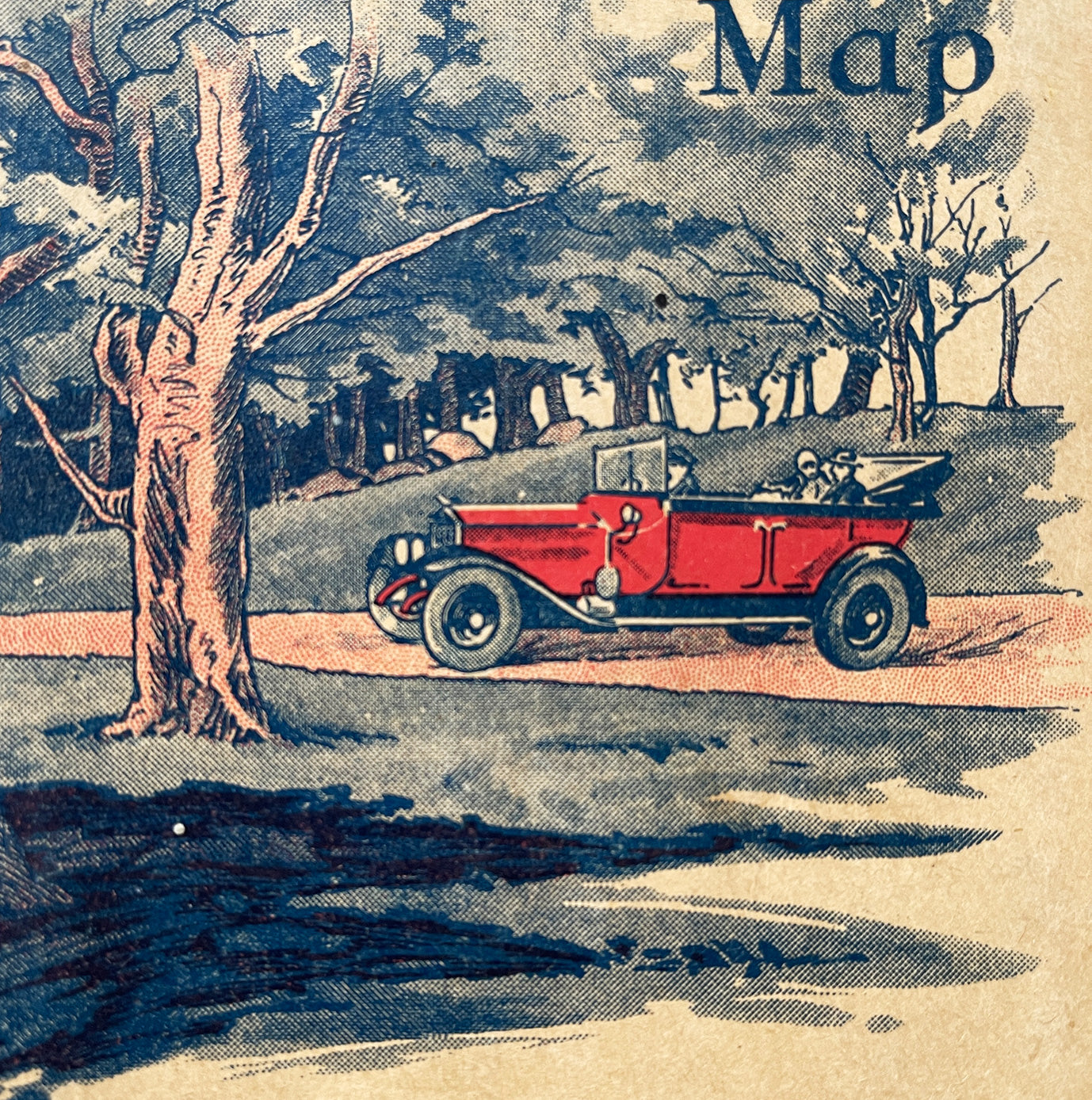 A 1930s 'Motoring & Touring Map' for the South East of England. The cover has a great illustration of a vintage car parked up in the woods. The map covers North Essex down to the South Coast showing all 'First Class Roads' and is in fantastic condition - SHOP NOW - www.intovintage.co.uk