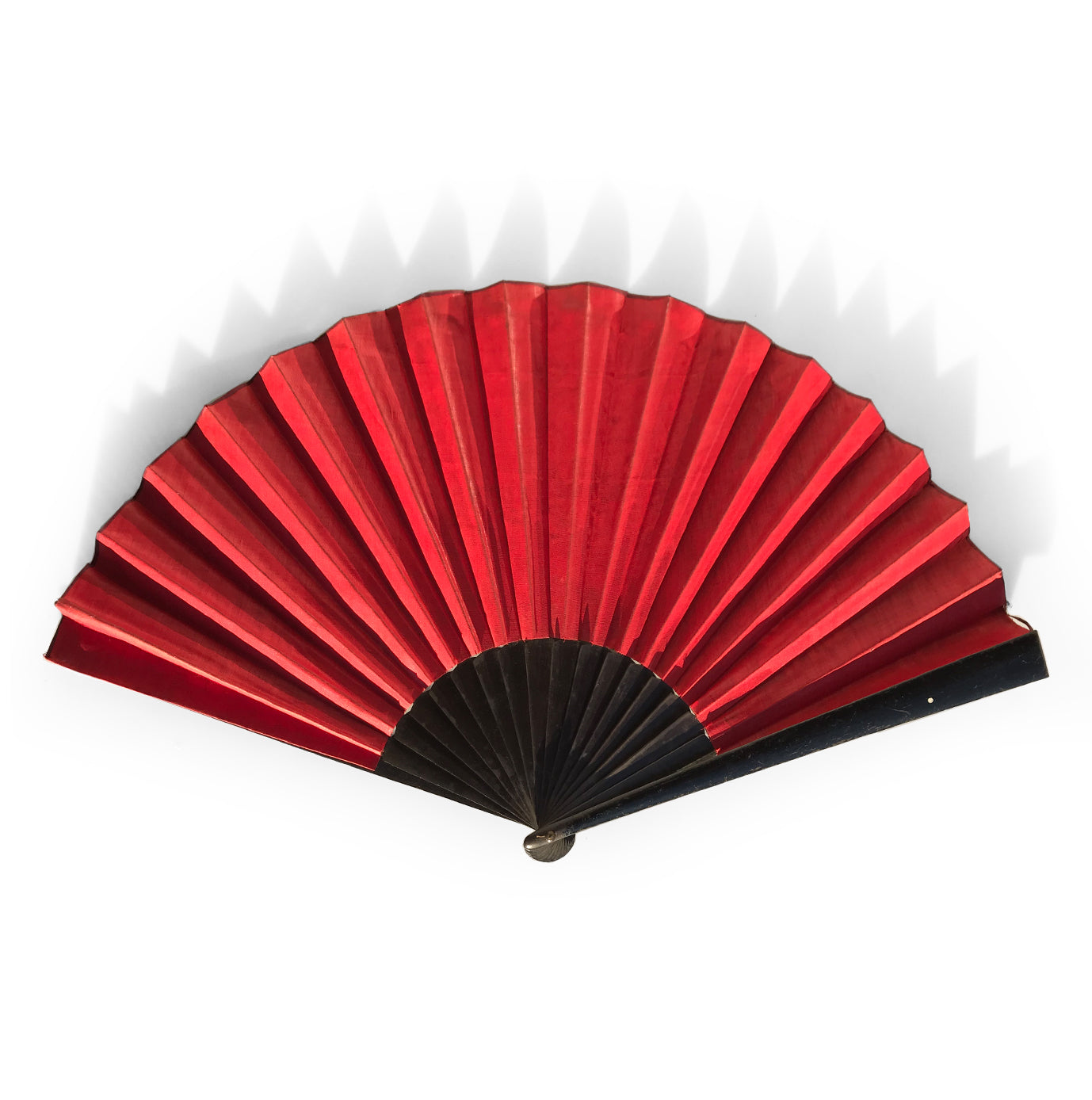 Beautiful, large vintage Victorian ladies fan. Covered in a beautiful silk flower pattern with brilliant red on the reverse - SHOP NOW - www.intovintage.co.uk