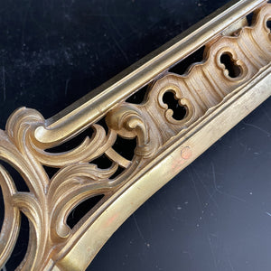 Victorian Gilded Cast Brass Fireplace Ash Keep with Its Rococo styling adding a touch of grandeur to any fireplace. It sits across the floor of the hearth below the basket stopping the ash spill out over the front of the fireplace. Good looking and practical too - SHOP NOW - www.intovintage.co.uk