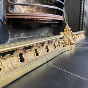 Victorian Gilded Cast Brass Fireplace Ash Keep with Its Rococo styling adding a touch of grandeur to any fireplace. It sits across the floor of the hearth below the basket stopping the ash spill out over the front of the fireplace. Good looking and practical too - SHOP NOW - www.intovintage.co.uk