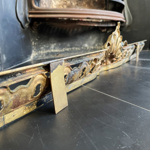 Victorian Gilded Cast Brass Fireplace Ash Keep with Its Rococo styling adding a touch of grandeur to any fireplace. It sits across the floor of the hearth below the basket stopping the ash spill out over the front of the fireplace. Good looking and practical too - SHOP NOW - www.intovintage.co.uk