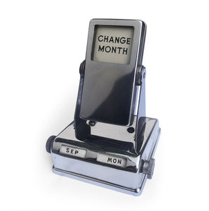 Vintage chrome flip calendar that would look the part on anyone's desk - SHOP NOW - www.intovintage.co.uk