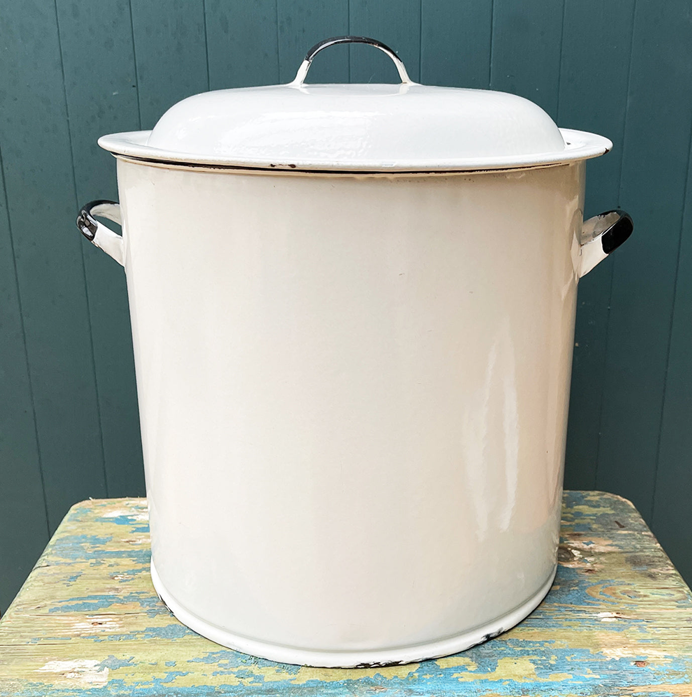 A Vintage Enamel Flour Bin with original 'Tubular Brands' manufacturer sticker. It has great typography to the front. Good looking and very practical if you love to cook - SHOP NOW - www.intovintage.co.uk