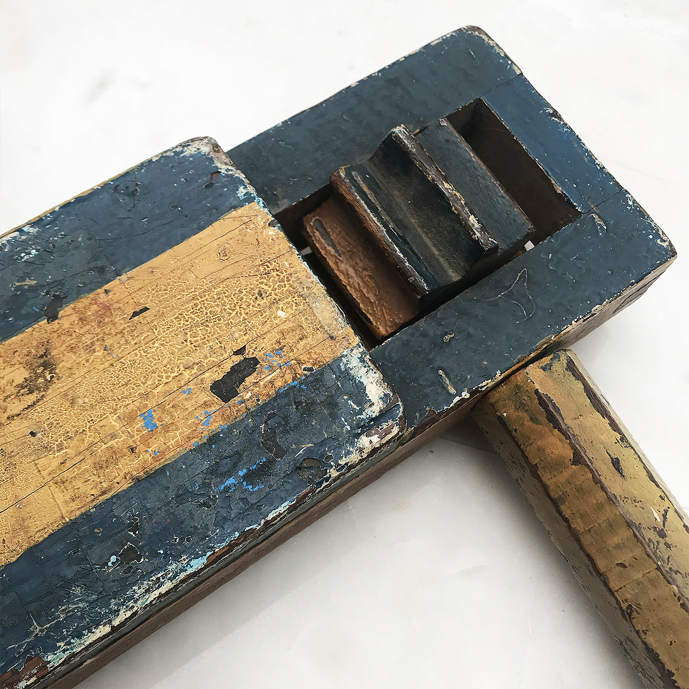 Vintage Scratch Built Football Clacker Rattle. Finished in a wonderfully aged paint finish with lots of match wear! Probably used to cheer on our local side Southend United (The Shrimpers!) - SHOP NOW - www.intovintage.co.uk