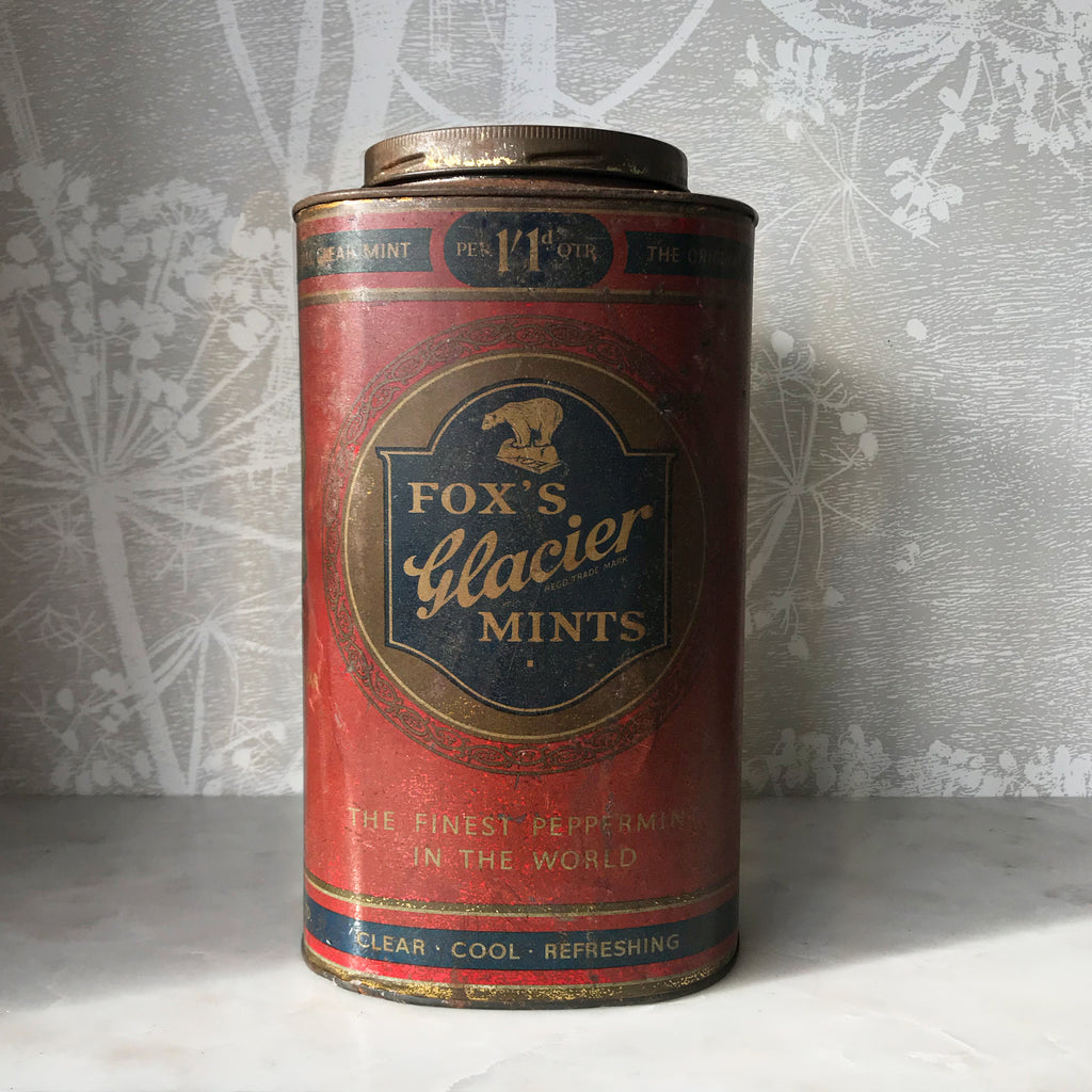 Fox's Glacier Mints Shop Tin in Good Condition with fantastic graphics and great patina. Good clean piece - SHOP NOW - www.intovintage.co.uk