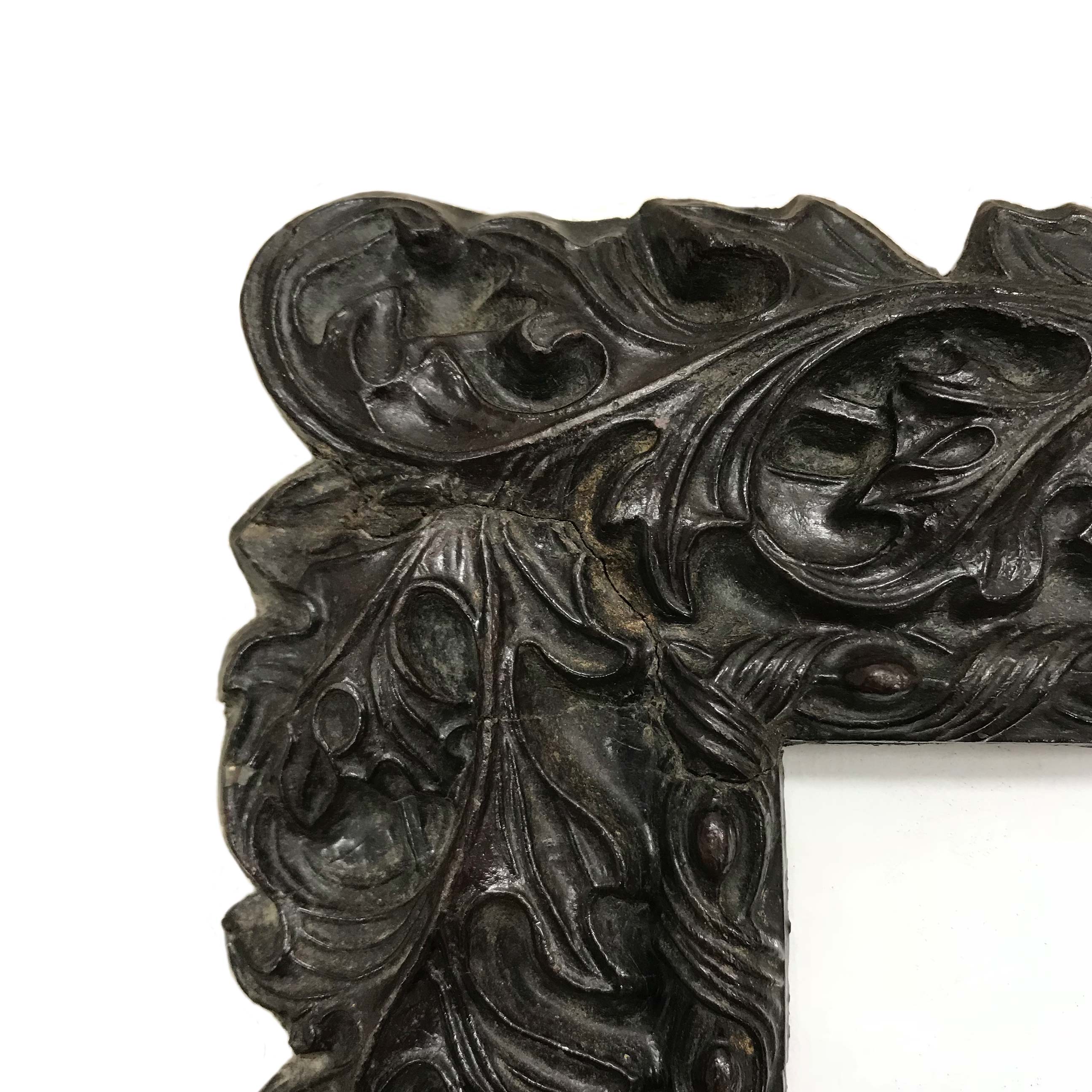 Antique Paper Mache Frame. A 'wood like' paper mache frame, which uses a beautiful embossed style decoration of entwining leaves - SHOP NOW - www.intovintage.co.uk