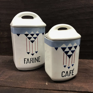 Pair of vintage 'Yvonne' French storage jars - SHOP NOW - www.intovintage.co.uk