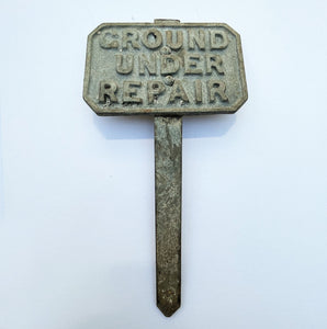 A quality shaped heavy cast galvanised sign reading ‘Ground Under Repair’ survives from the early to middle part of the twentieth century. It more than likely came from a golf course. The perfect gift for the avid gardener - SHOP NOW - www.intovintage.co.uk