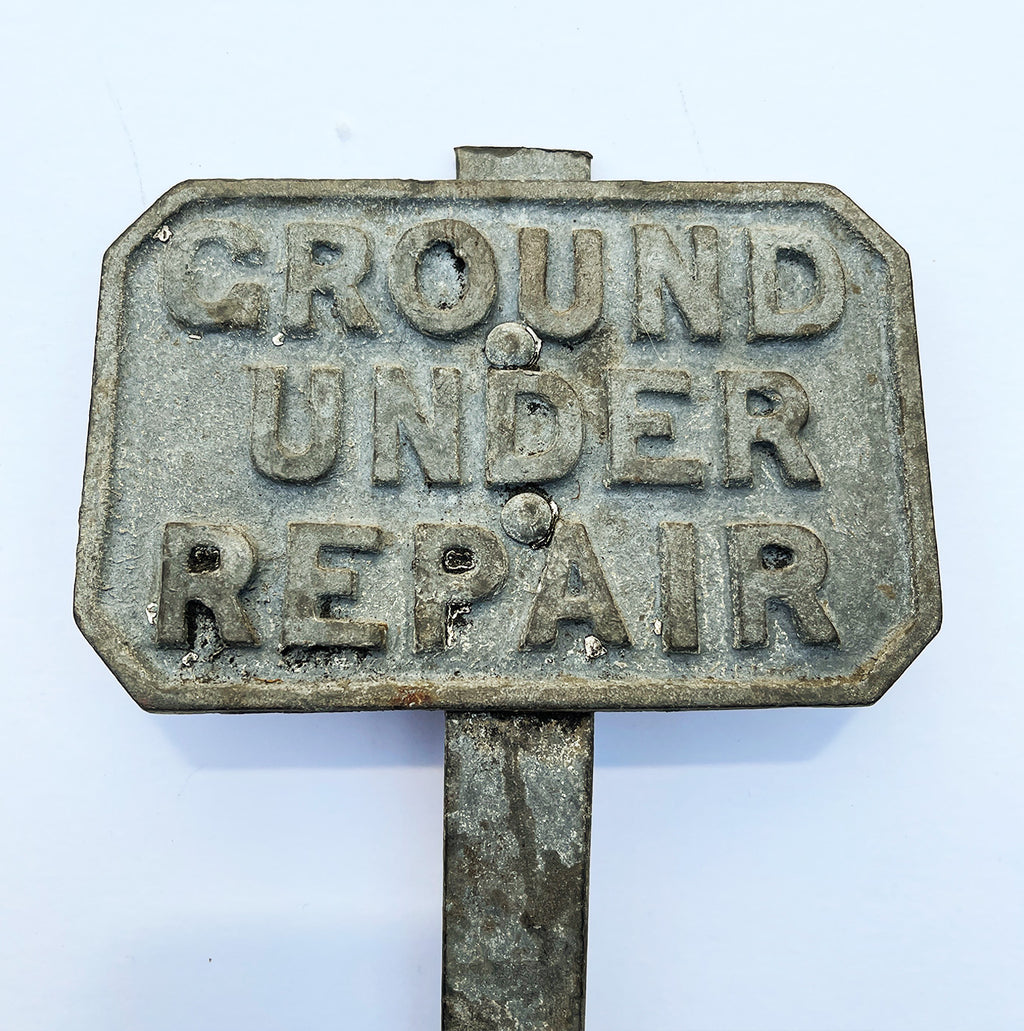 A quality shaped heavy cast galvanised sign reading ‘Ground Under Repair’ survives from the early to middle part of the twentieth century. It more than likely came from a golf course. The perfect gift for the avid gardener - SHOP NOW - www.intovintage.co.uk