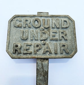 A quality shaped heavy cast galvanised sign reading ‘Ground Under Repair’ survives from the early to middle part of the twentieth century. It more than likely came from a golf course. The perfect gift for the avid gardener - SHOP NOW - www.intovintage.co.uk