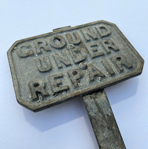 A quality shaped heavy cast galvanised sign reading ‘Ground Under Repair’ survives from the early to middle part of the twentieth century. It more than likely came from a golf course. The perfect gift for the avid gardener - SHOP NOW - www.intovintage.co.uk