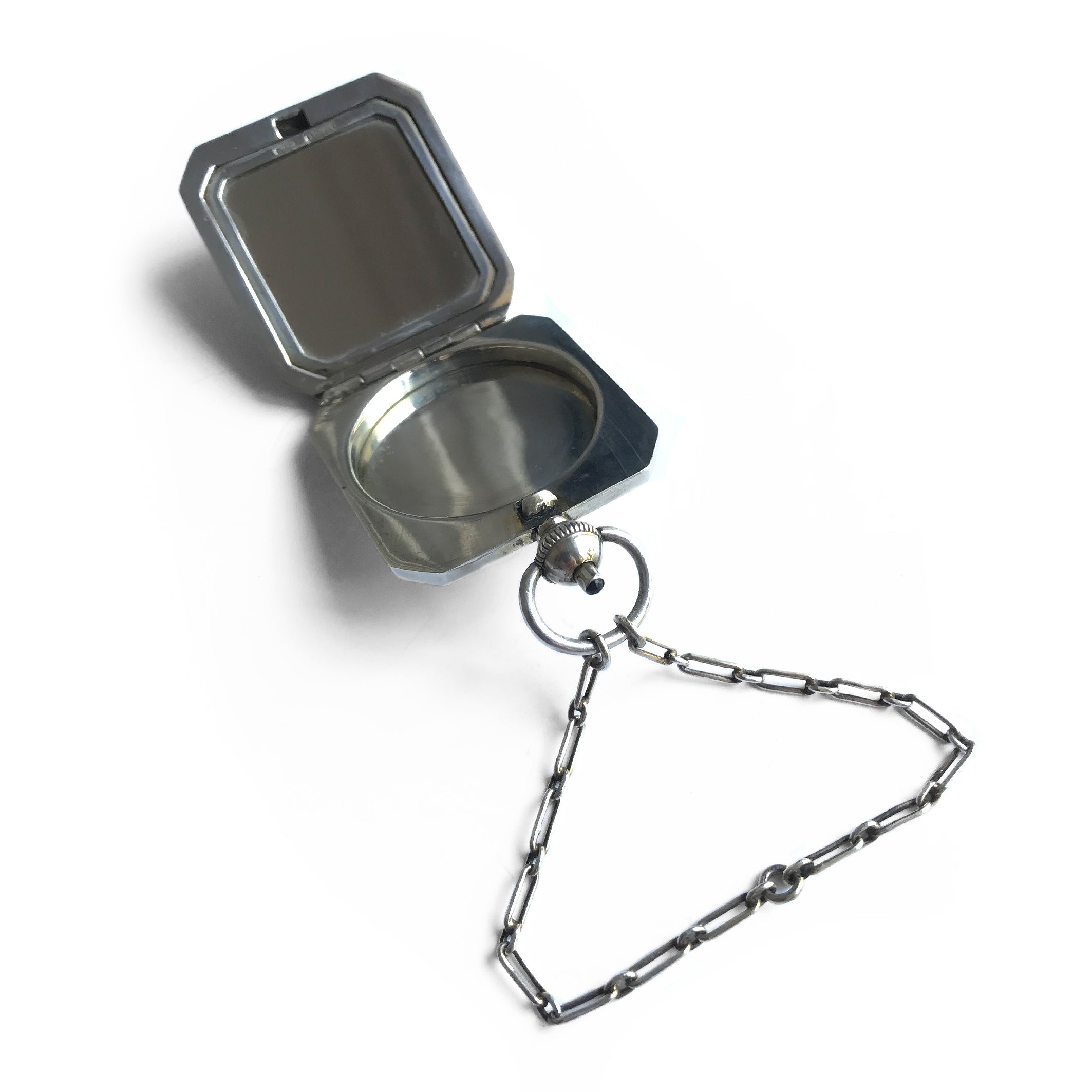 A German Silver Powder Box & Mirror