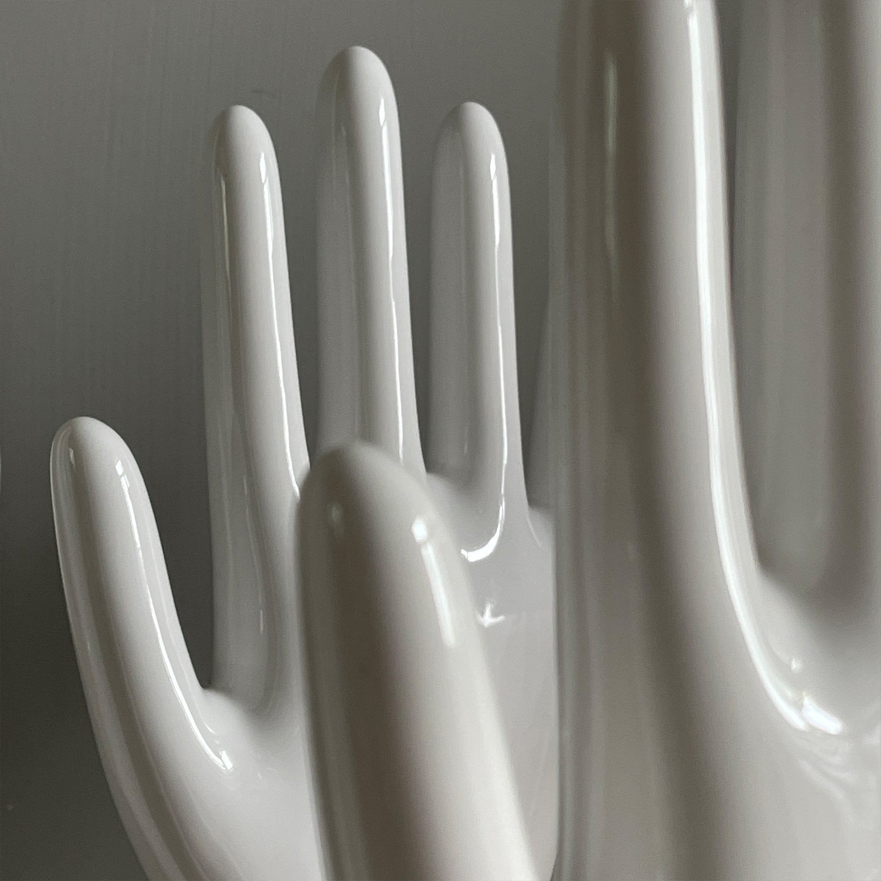 We have four of these beautiful, sculptural Factory Glove Moulds available. Each one is finished in a white glaze and marked '0504' in blue numerals on the rim of the base. All in perfect condition - SHOP NOW - www.intovintage.co.uk